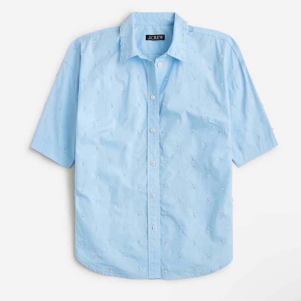 J.Crew Collection Light Blue Short-Sleeve Button-Up Shirt worn once